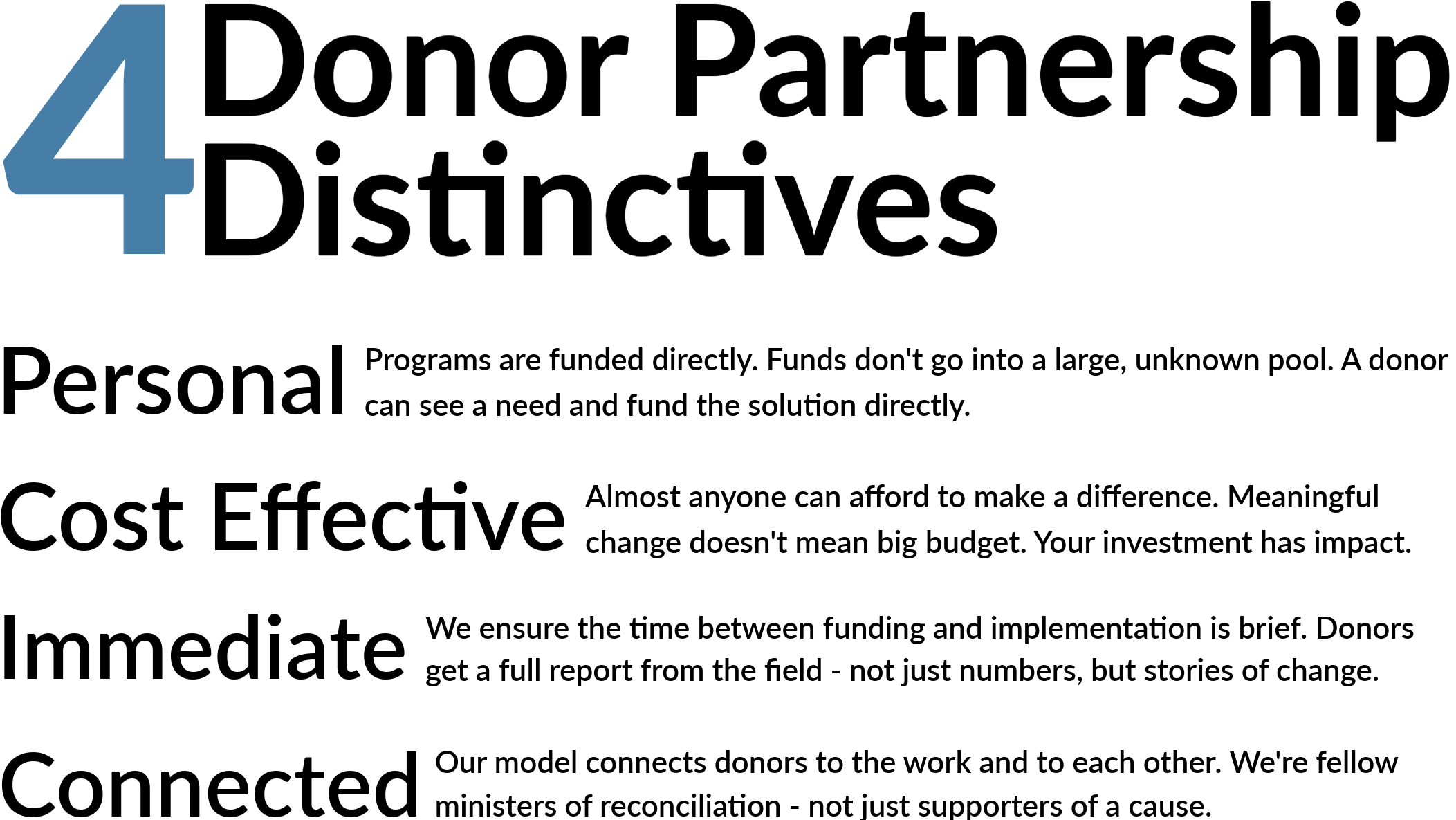 Four donor partnership distinctives graphic