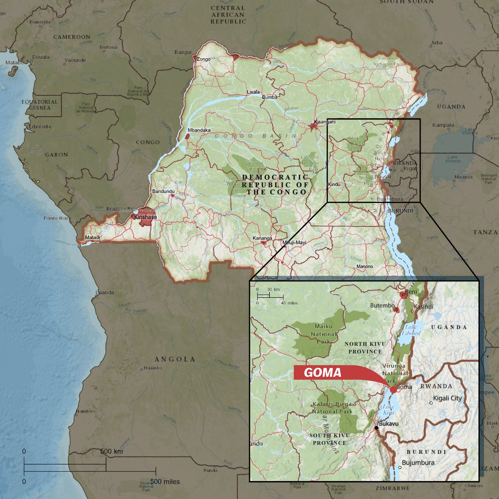 Map of the Democratic Republic of the Congo